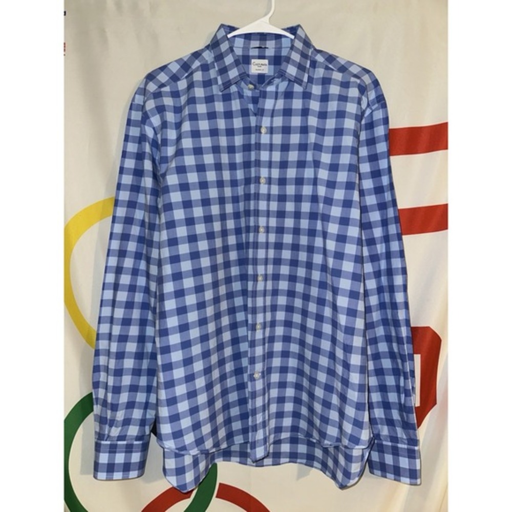 Culturata Roma Button Up Shirt‎ XL (17.5/44) Blue Plaid Long Sleeve Cotton